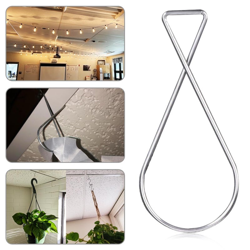 CDBOVID SS304 Ceiling Hooks 50 Pack - Rustproof Drop Ceiling Clips for Hanging Decor/Lights/Plants - Easy Install Grid Hooks for Home/Office/Wedding/Classroom - 10lb Capacity No Damage Hangers - Image 4